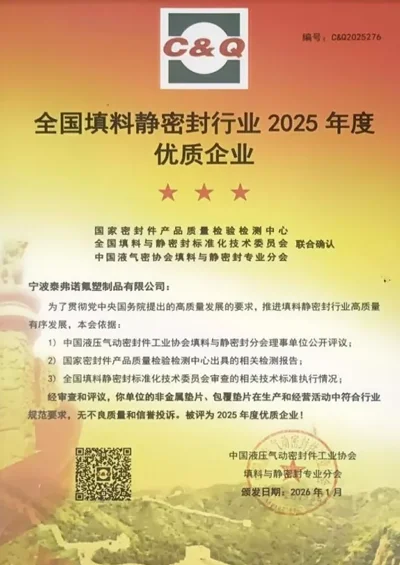 2025 Top-Quality Enterprises in the National Static Sealing and Packing Industry